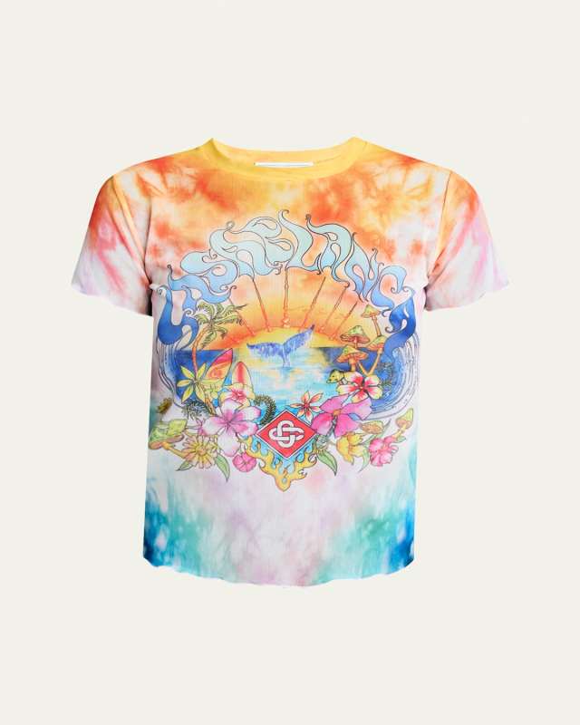 Lettuce Hem Printed Mesh Tee